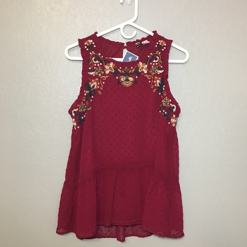 *NEW* Embroidered Maroon Tank Top